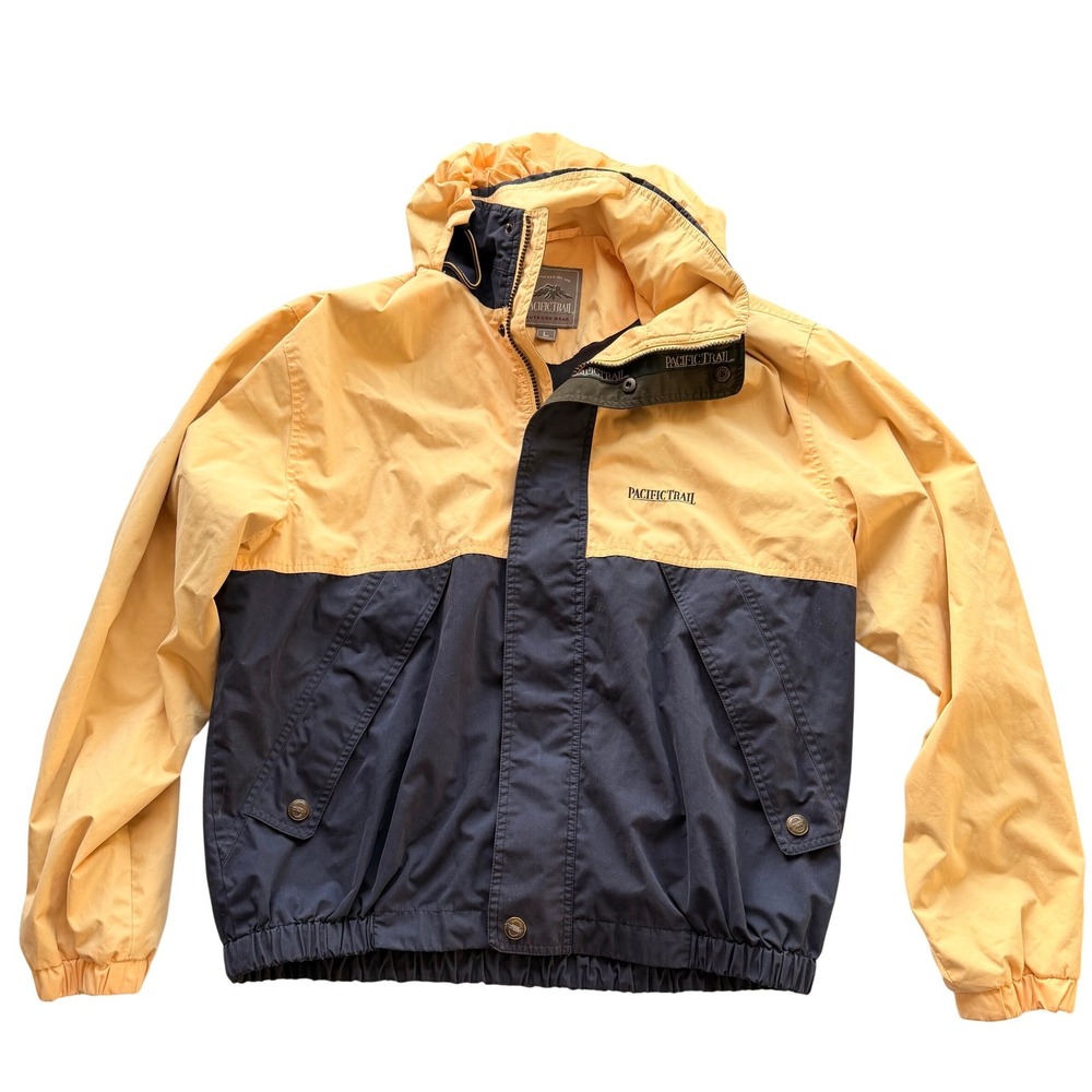 Vintage Pacific Trail Mens Colorblock Jacket Yellow‎ Blue Large Utility Chore